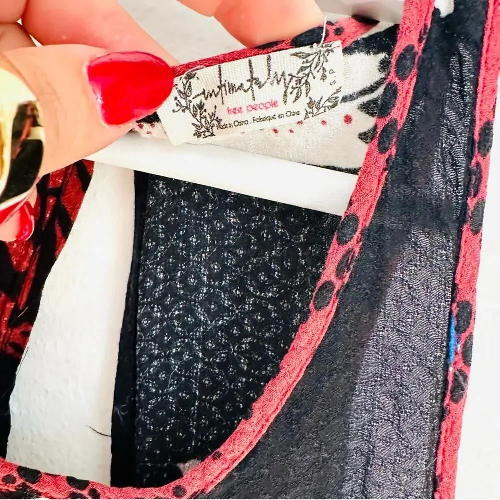 FP FREE PEOPLE INTIMATELY Black Red White Blue Tank Top Mini Slip Dress Tunic S
